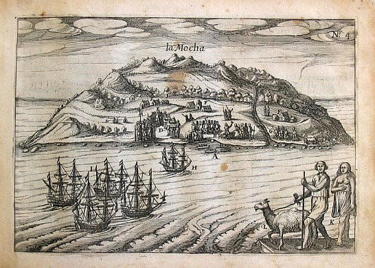 Dibujo que representa las naves de Van Spilbergen
